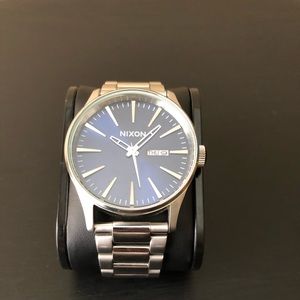 Nixon Sentry SS Silver w/ Blue Dial